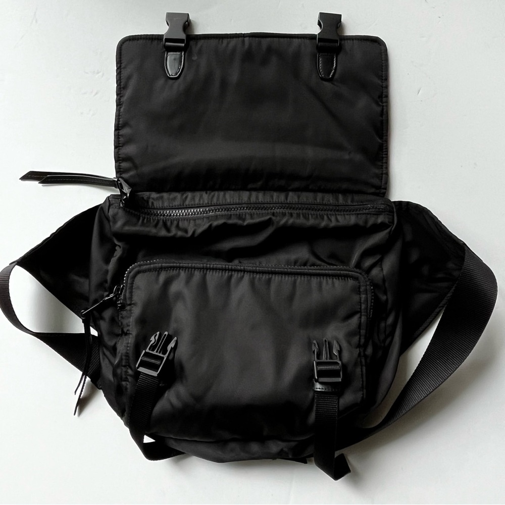 Prada Authentic Logo Stripe Messenger Bag Tessuto - Picture 9 of 16